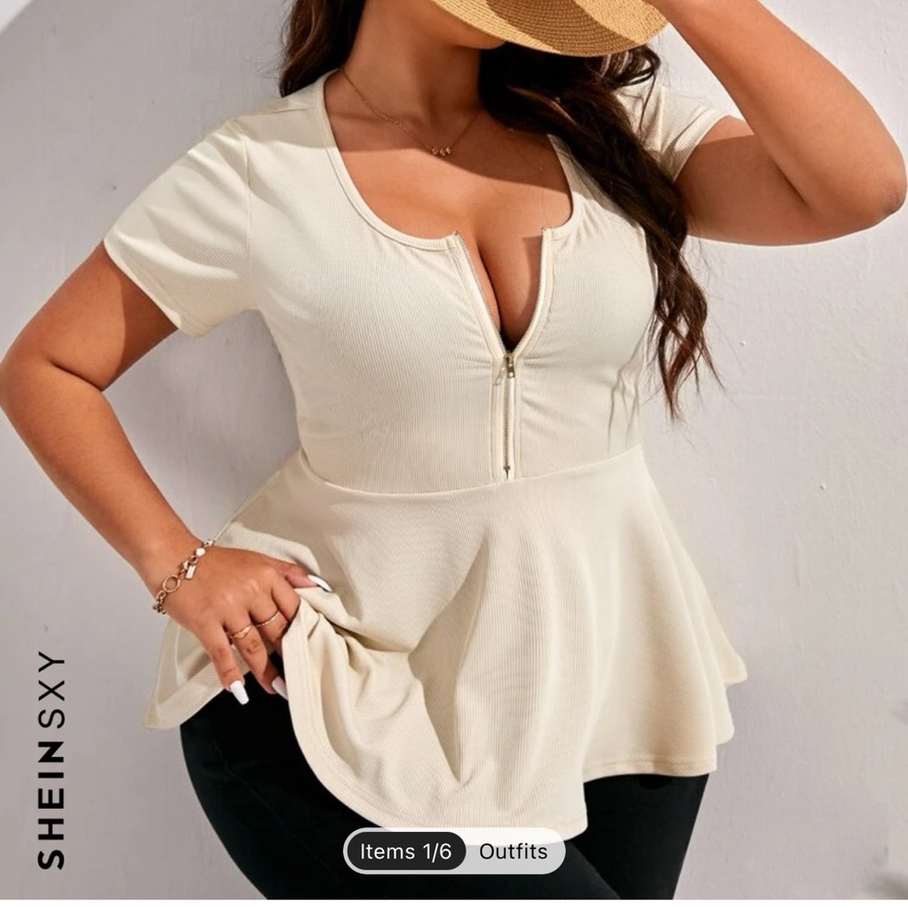 White/cream SHEIN peplum top
